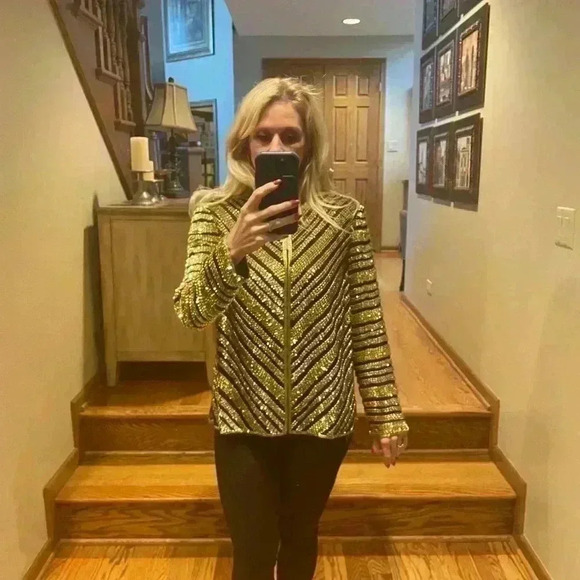 VTG NWT Spencer Jeremy Gold Sequin Jacket Cardigan Party Evening Size Small - Picture 12 of 12